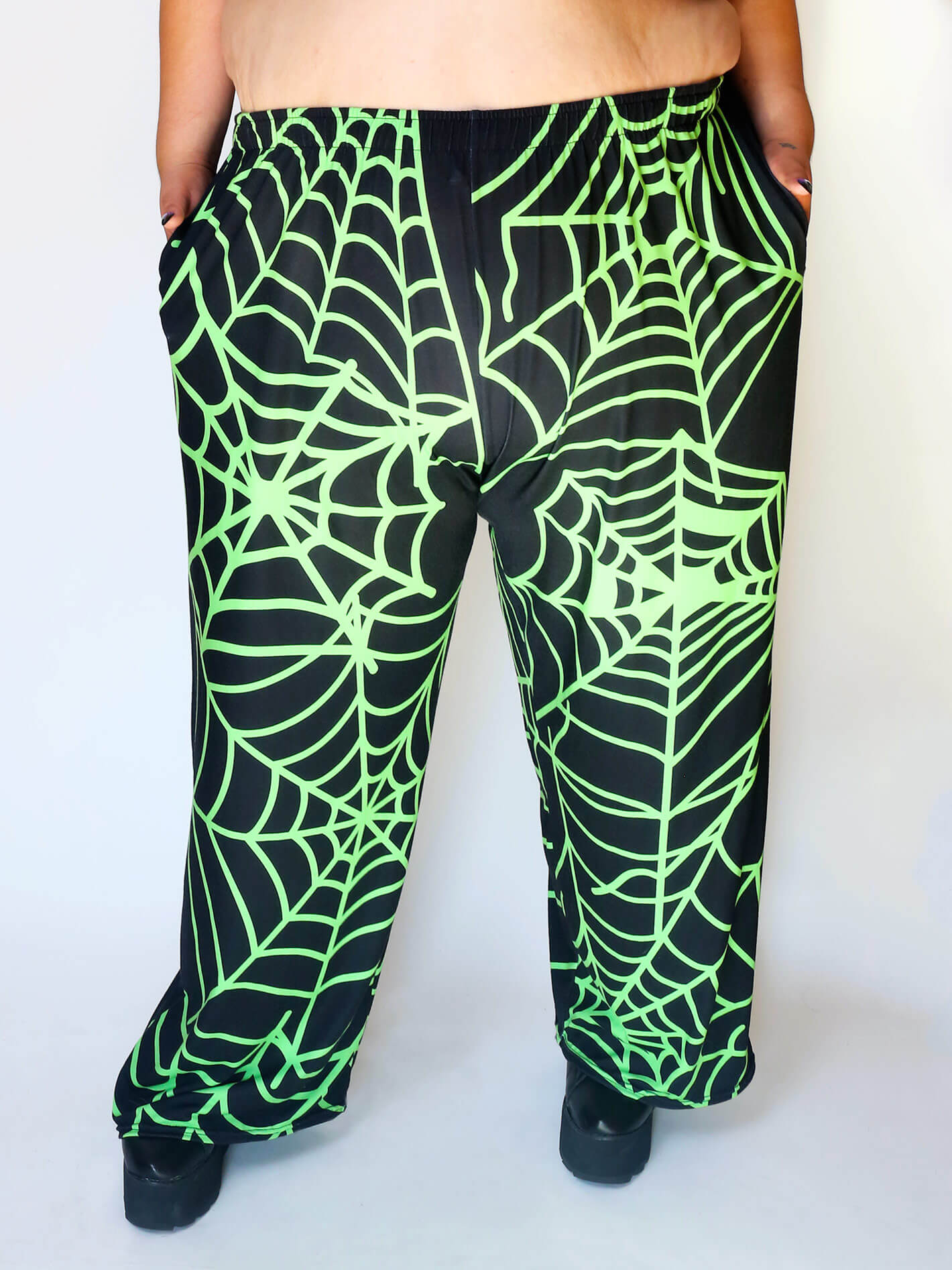 Plus size gothic spiderweb pants.
