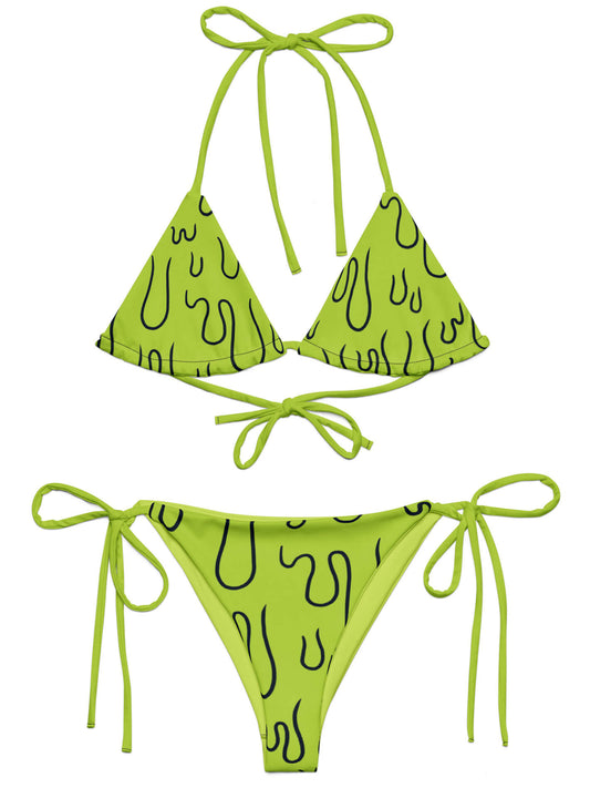 Plus size green slime string bikini.