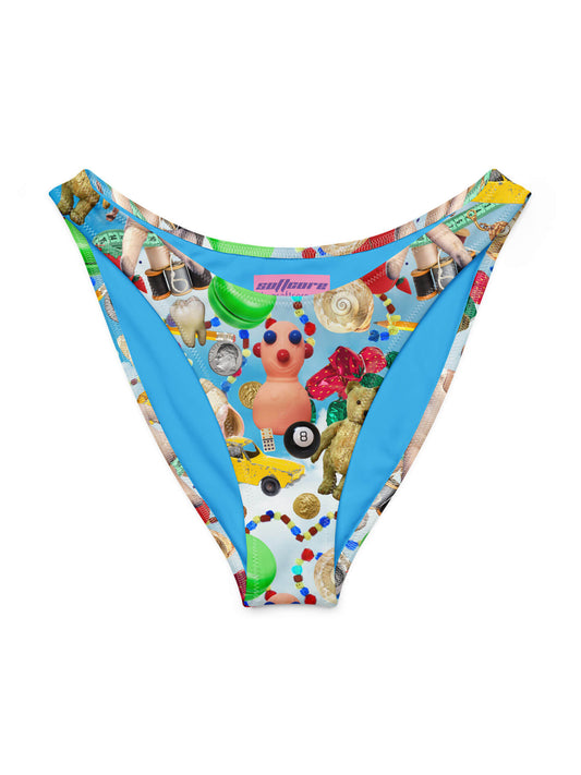 Plus size high cut rainbow maximalist bikini.