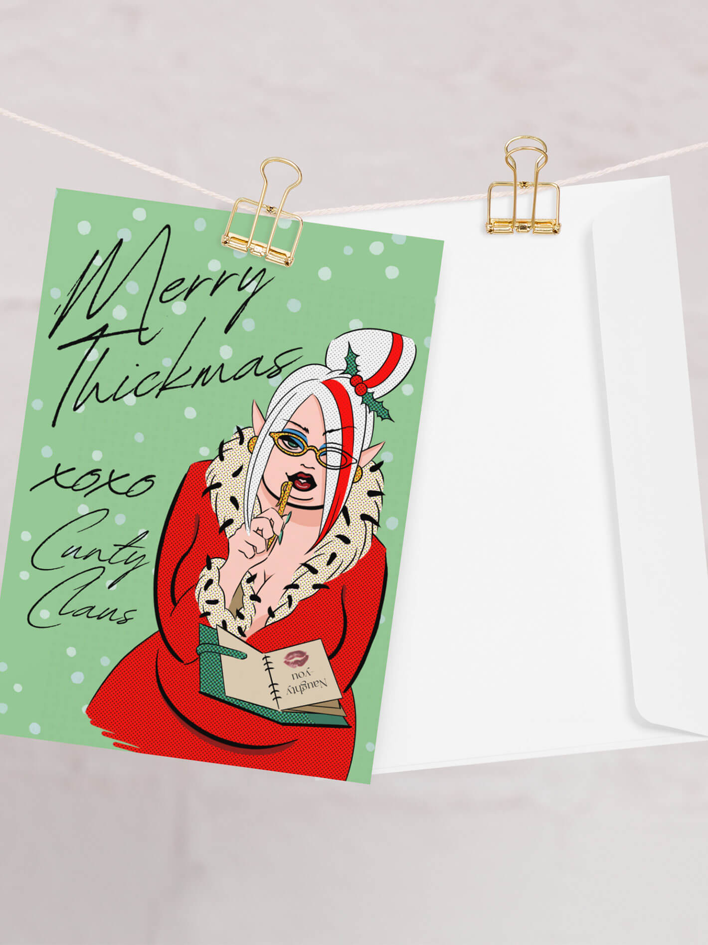 Plus size holiday greeting card.