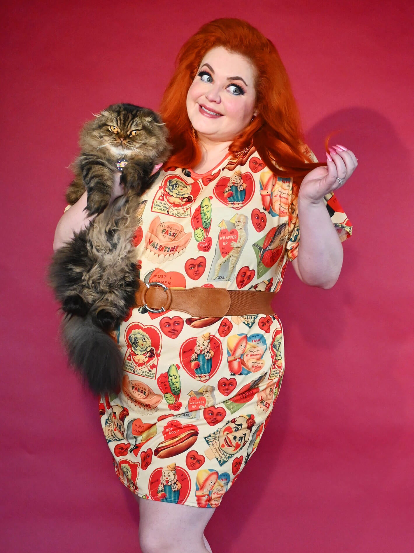 Plus size kitschy creepy Valentine dress.