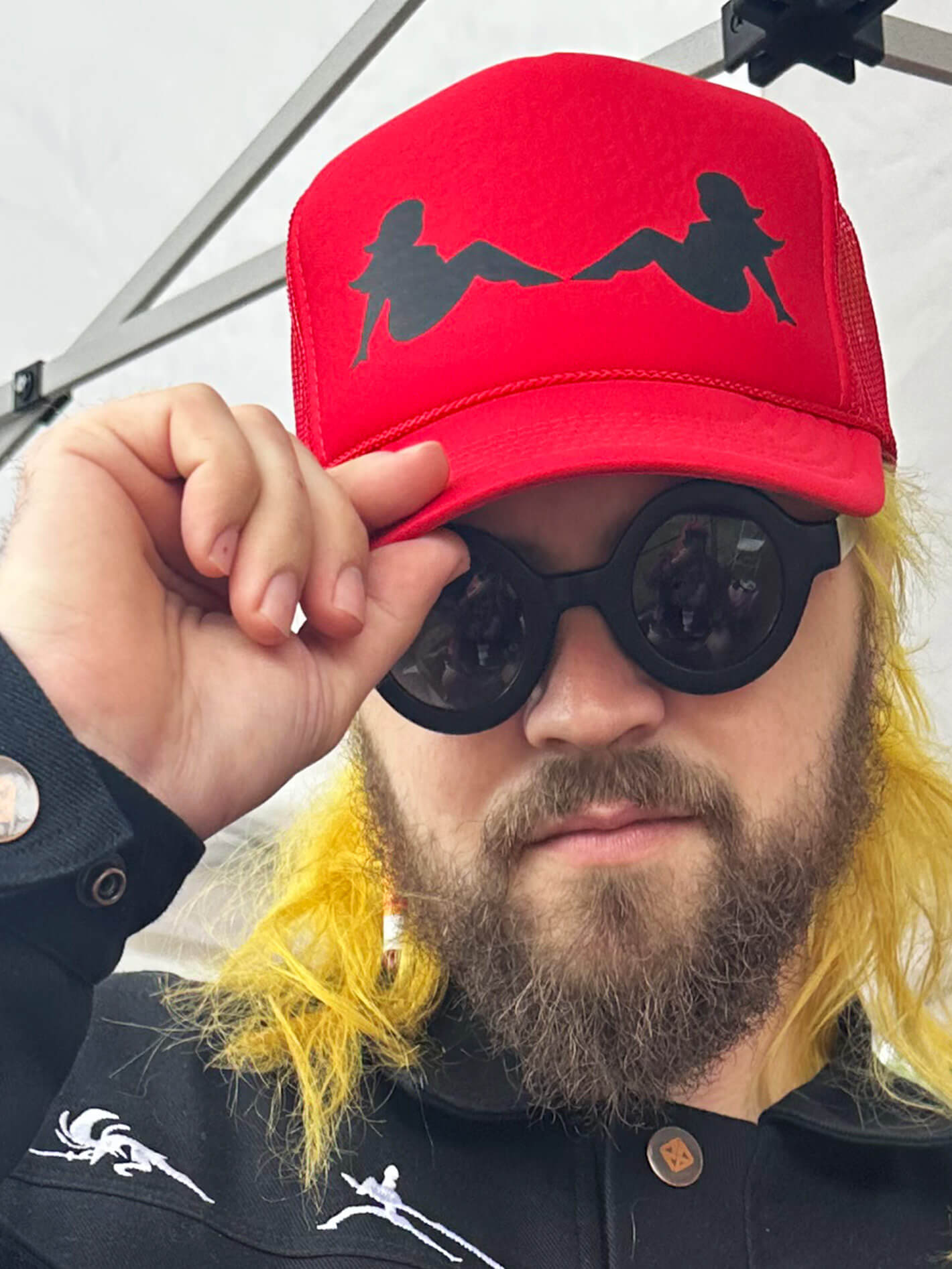 Plus size mudflap red msh trucker hat.