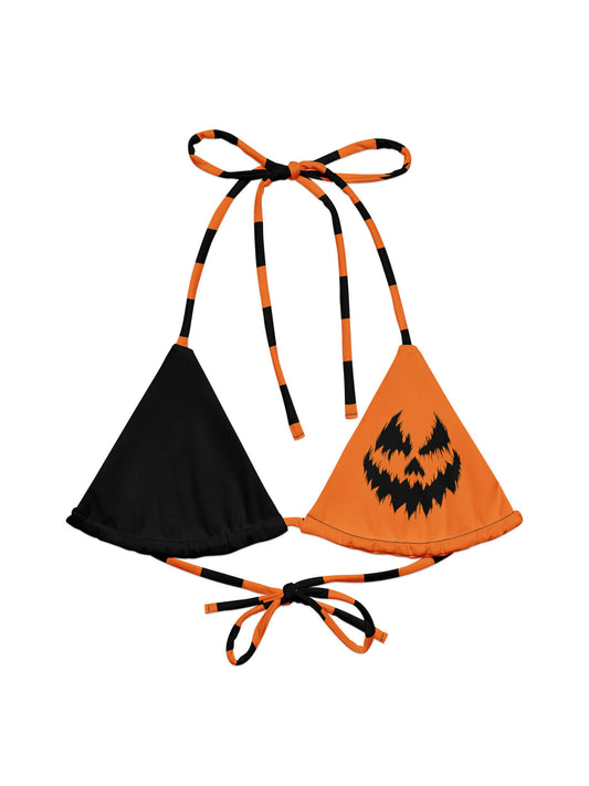 Plus size orange and black pumpkin bikini.