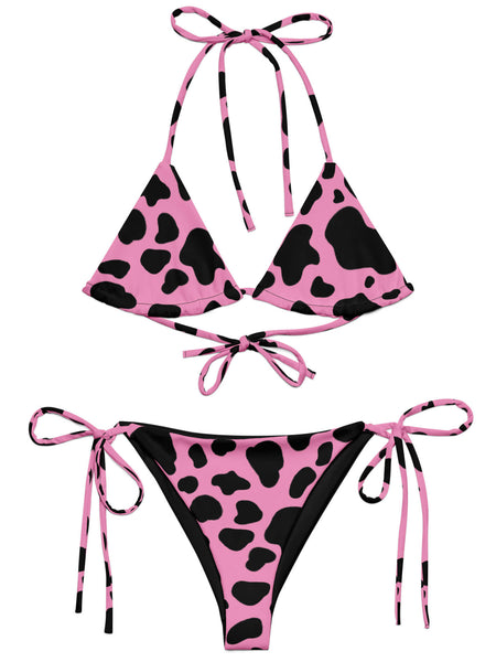 Plus size pink cow print bikini.