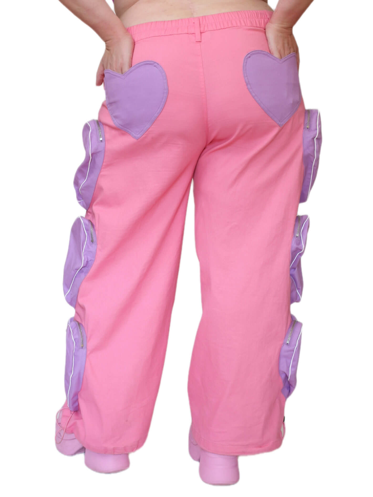 Plus size pink kawaii cargo pants.