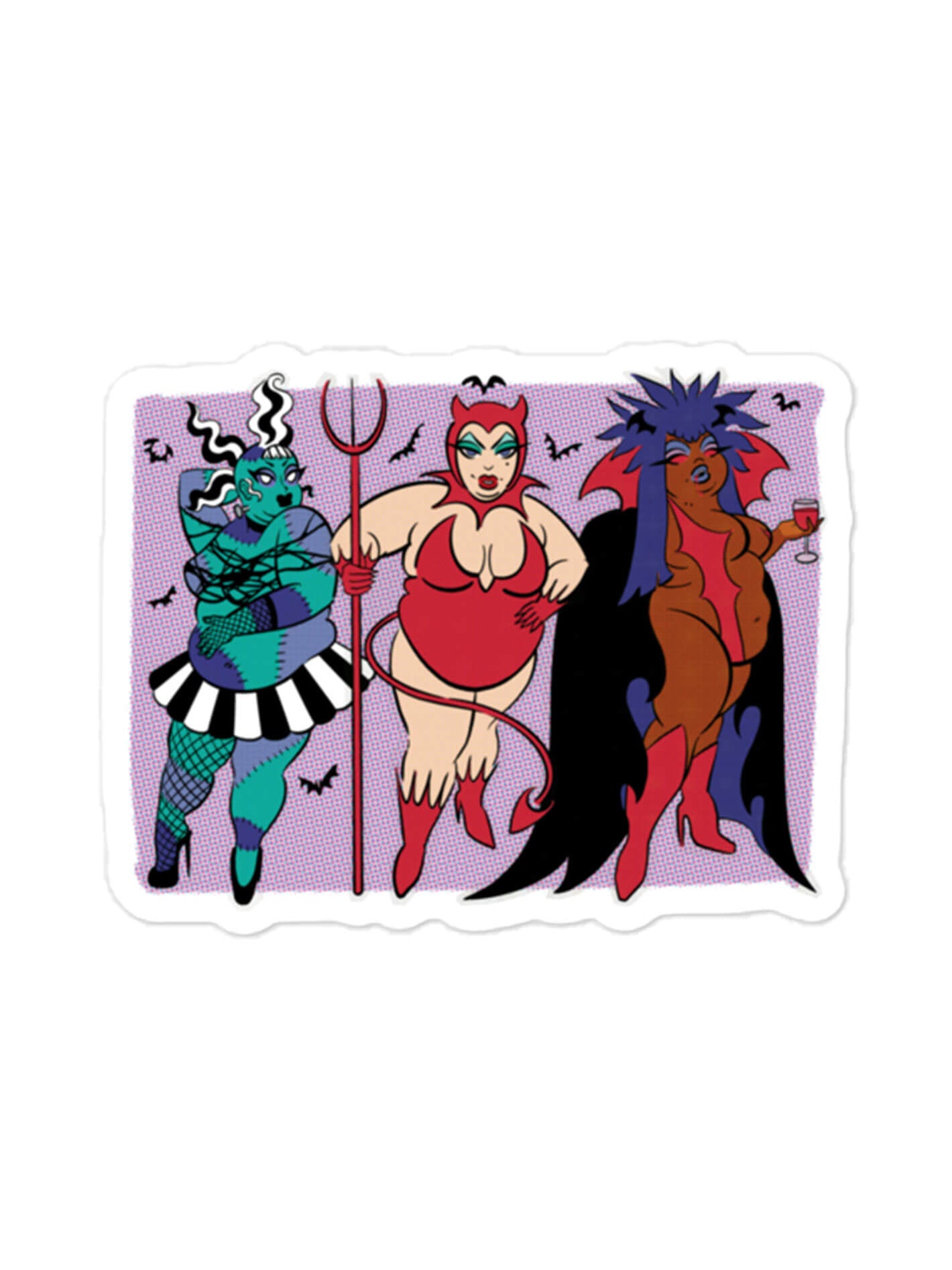 Plus size pinup Halloween babe sticker.