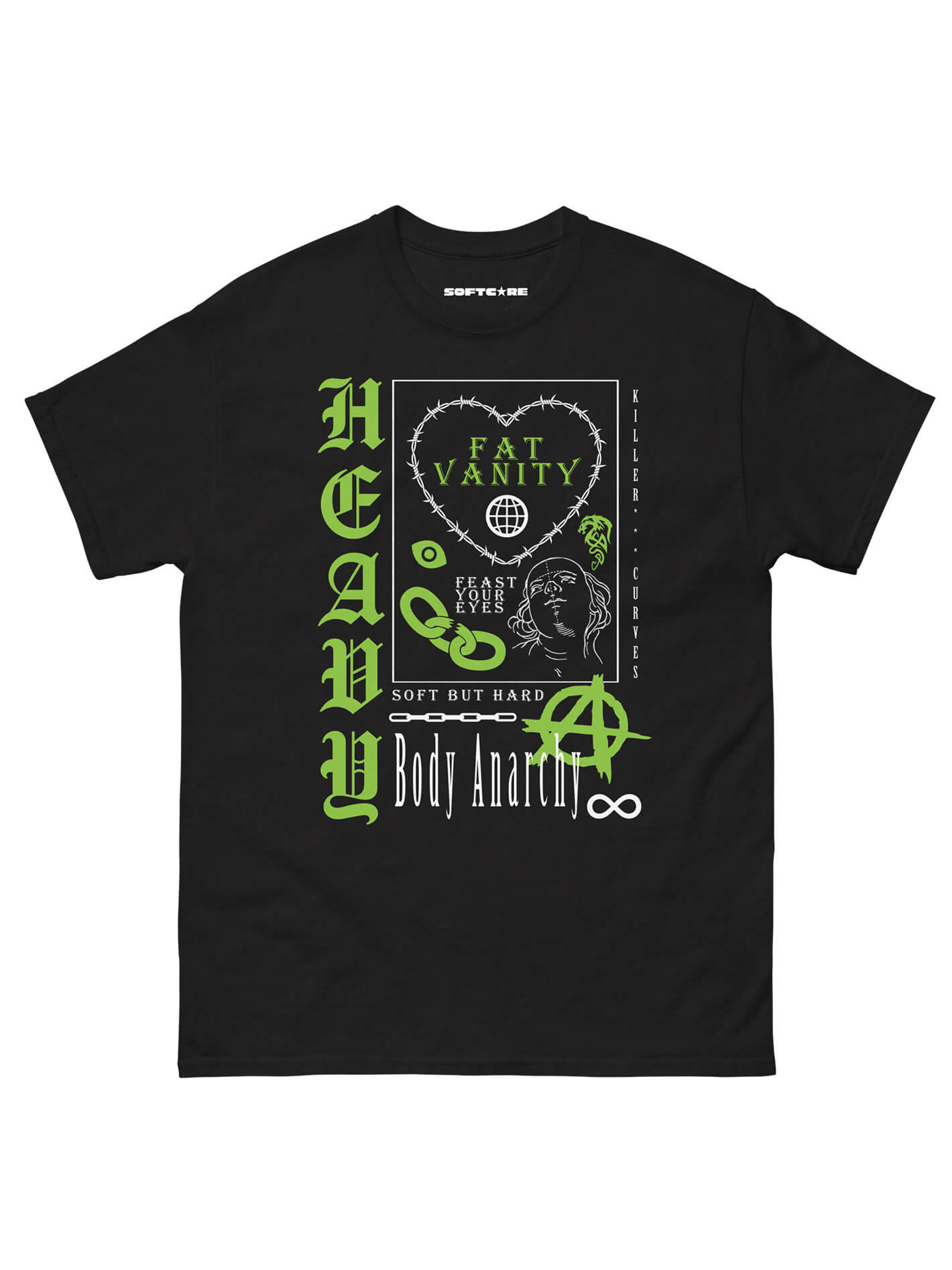 Plus size punk streetwear black t-shirt.