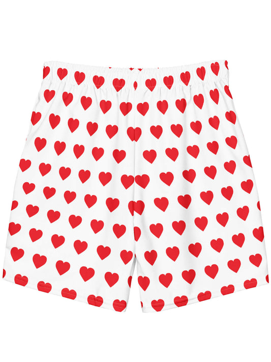 Plus size red heart print Valentine shorts.