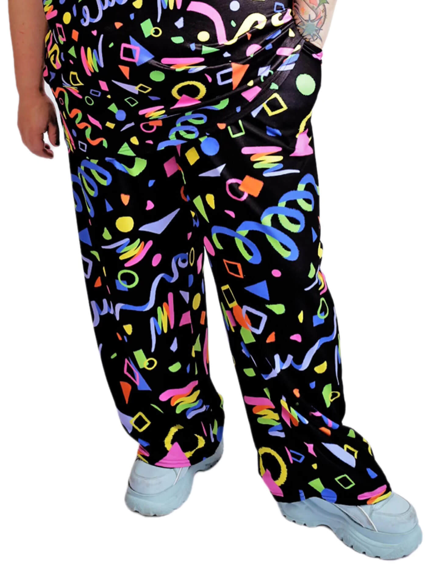 Plus size retro roller rink pattern pants.