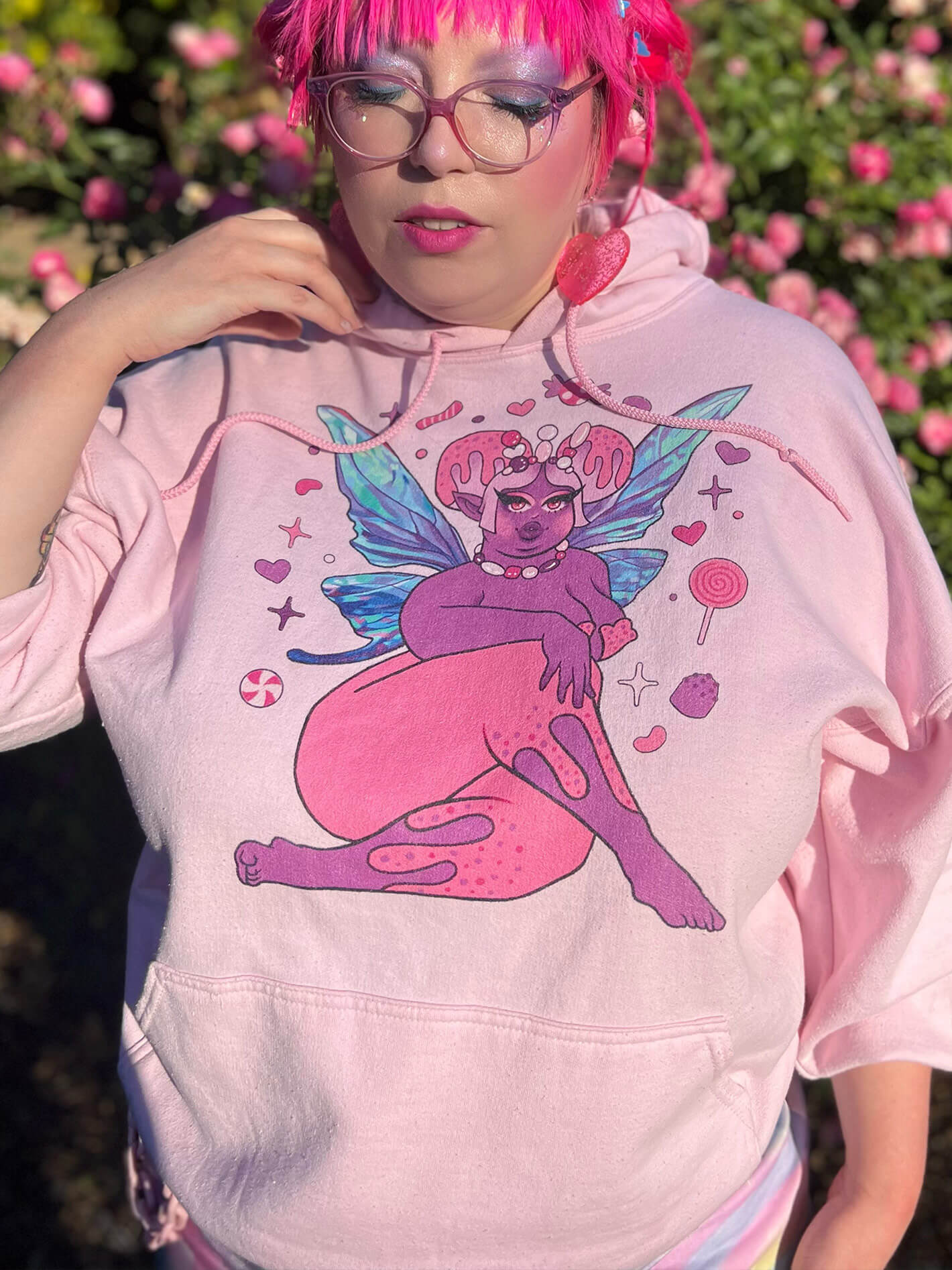 Plus size sugar plum fairy pink hoodie.