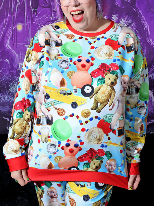 Plus size trinket maximalist sweatshirt.