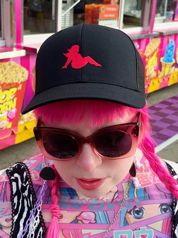 Plus size y2k mudflap babe trucker hat.