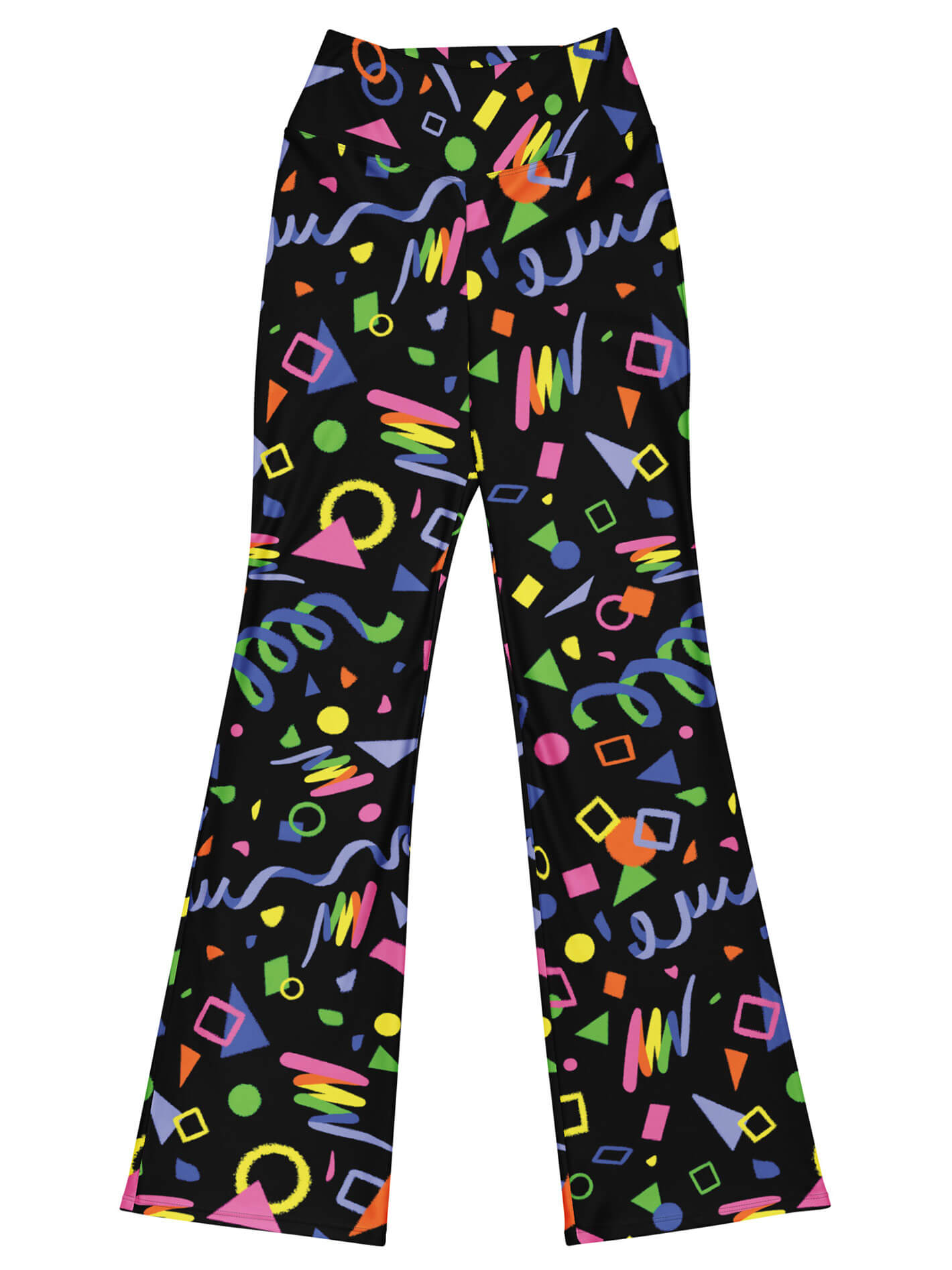 Rainbow retro vaporwave flare pants.