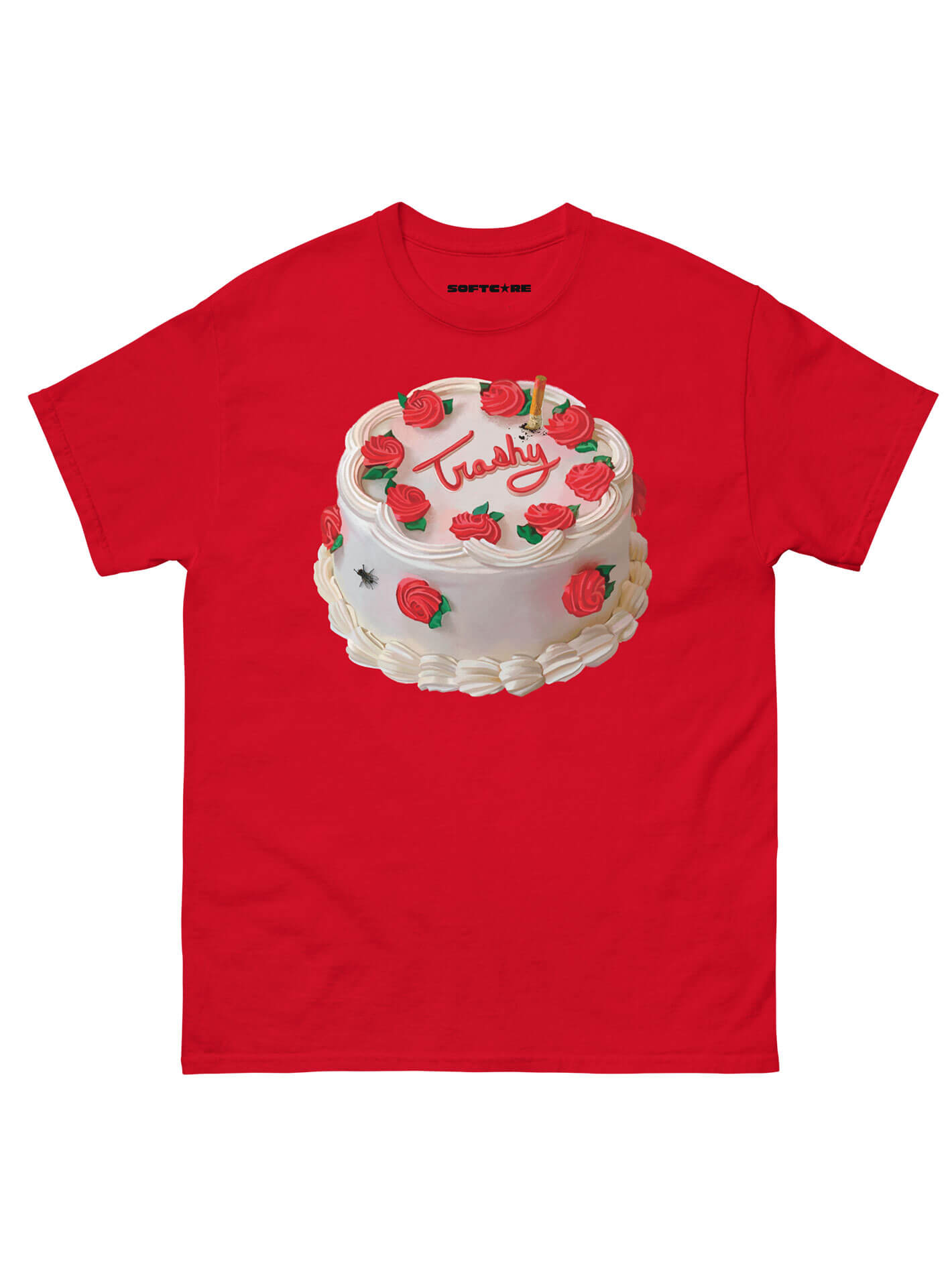 Red plus size vintage kitschy cake graphic tee.