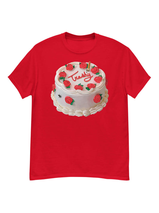 Red retro cake trashy graphic tee.