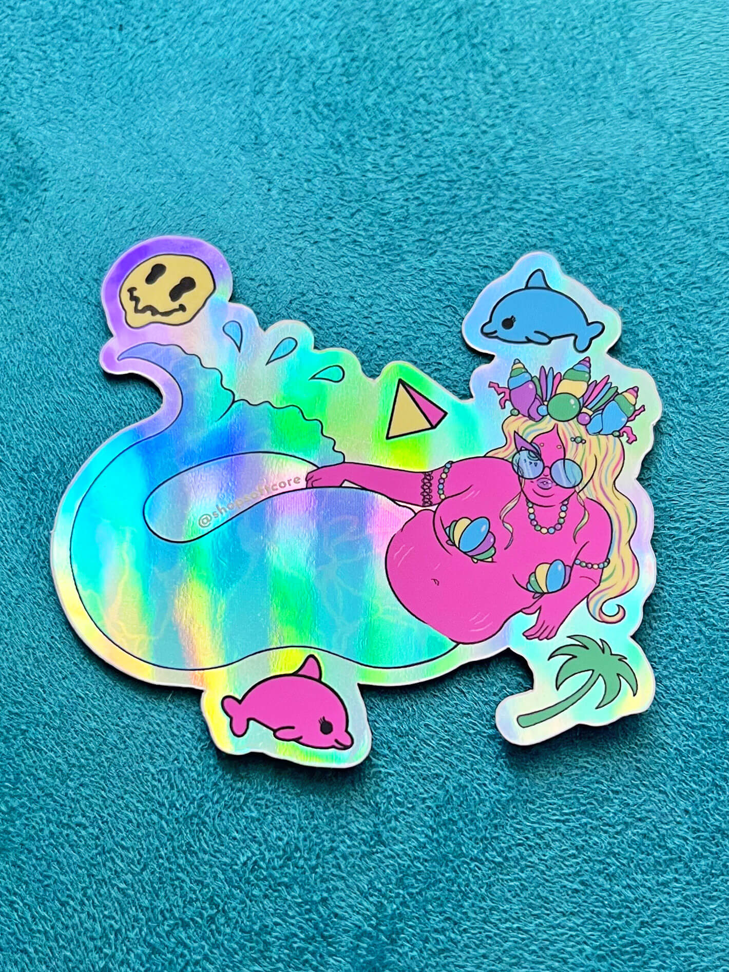Seapunk mermaid vaporwave bopo sticker.