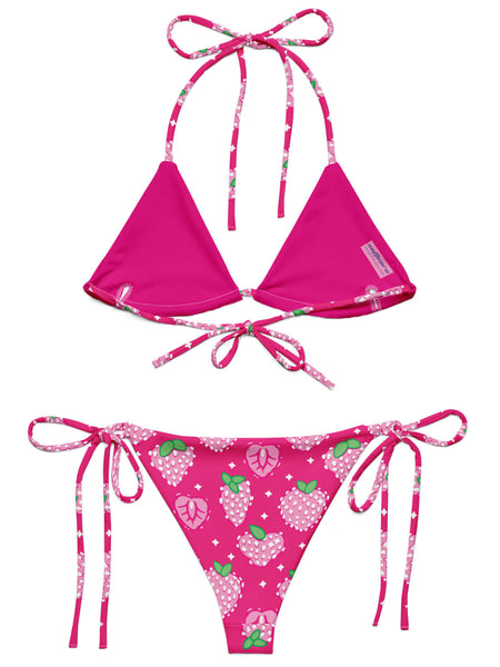 Strawberry pink plus size swimsuit.