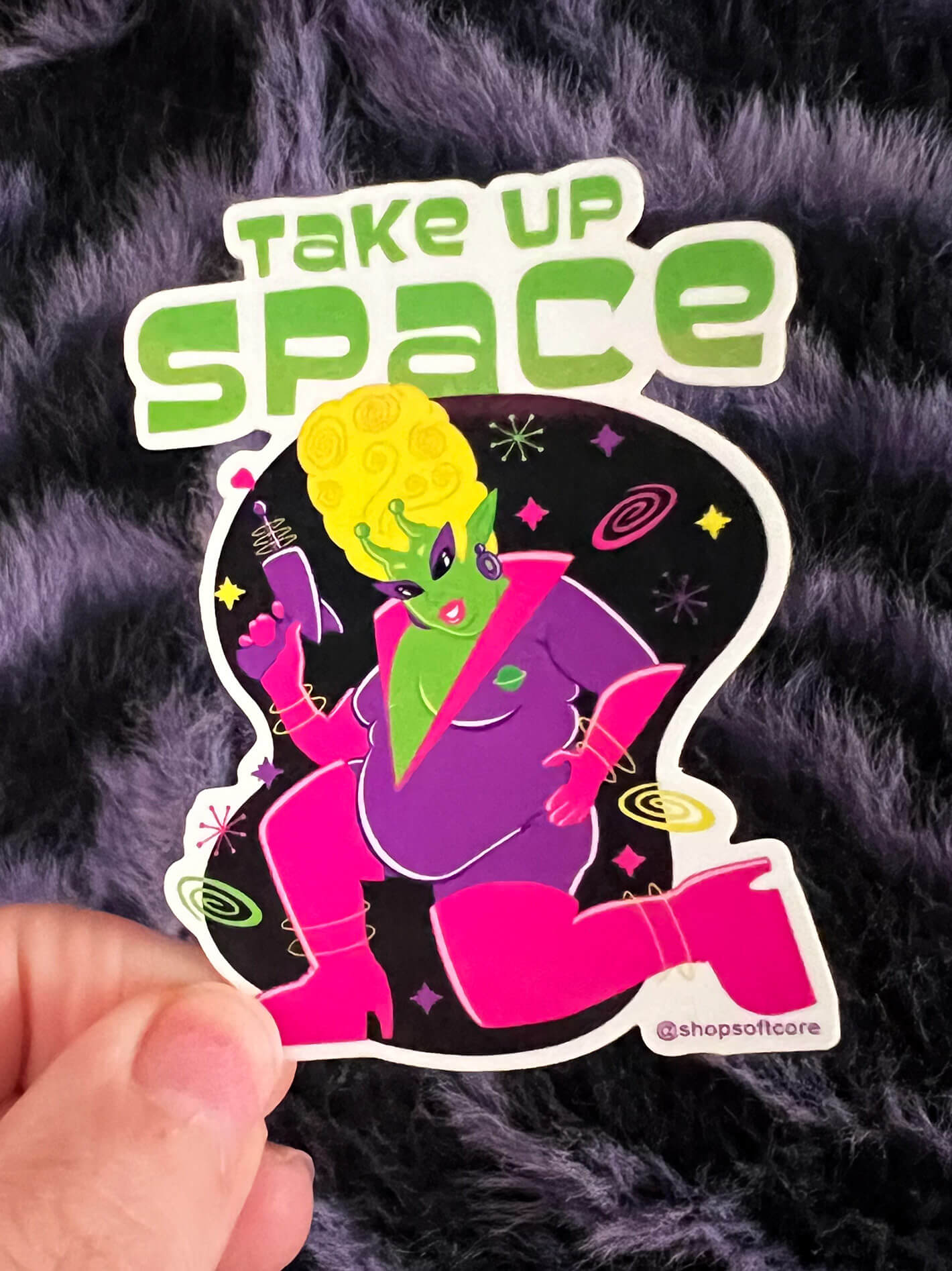 Take up space alien babe sticker.