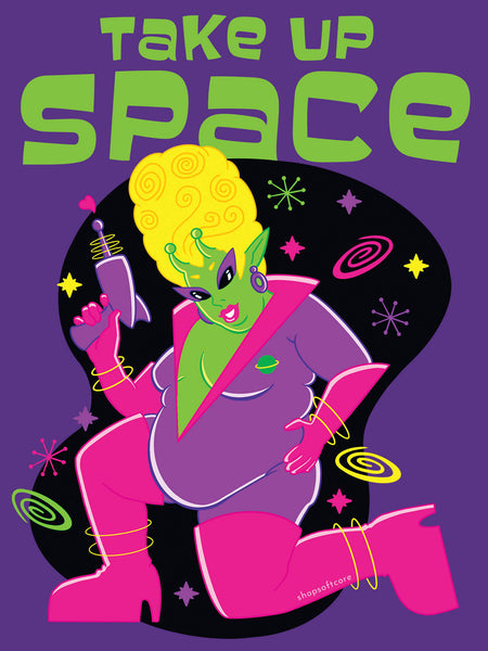 Take up space sci fi plus size pinup art print.