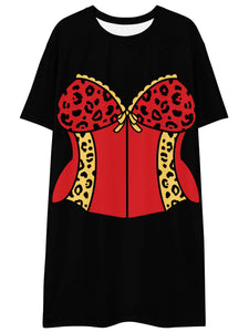 Trashy leopard corset illustrated dress.
