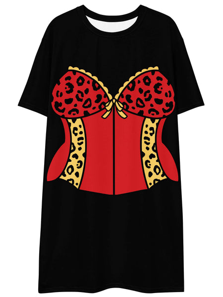 Trashy leopard corset illustrated dress.