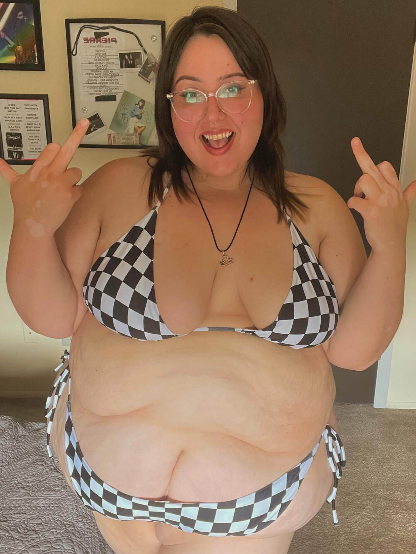 Checker fat bikini summer.
