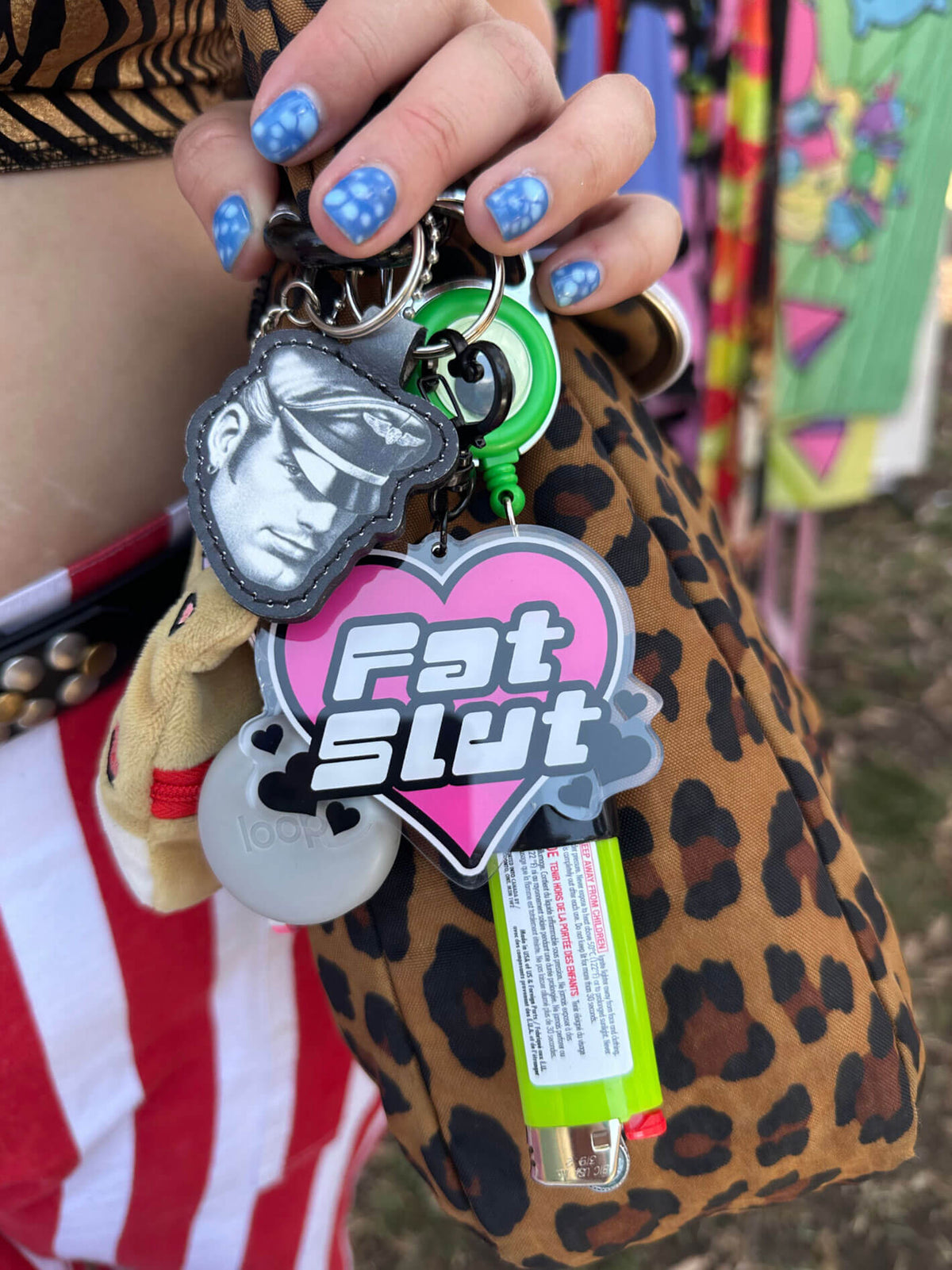 Fat slut feminist queer keychain.