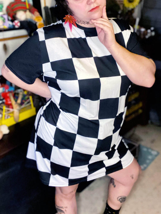 Black and white checker plus size dress.