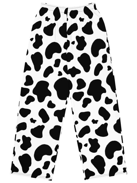 Black and white cow print pants.