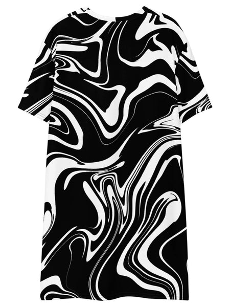 Black and white swirl dress.