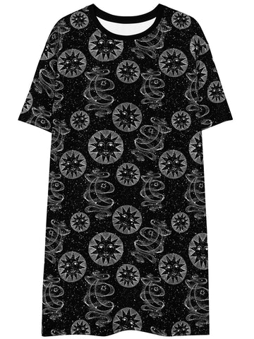 Celestial space plus size t-shirt dress.