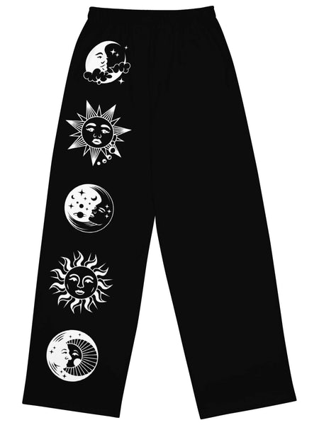 Celestial sun and moon plus size pants.