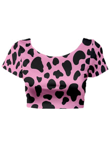 Cow print plus size crop top.