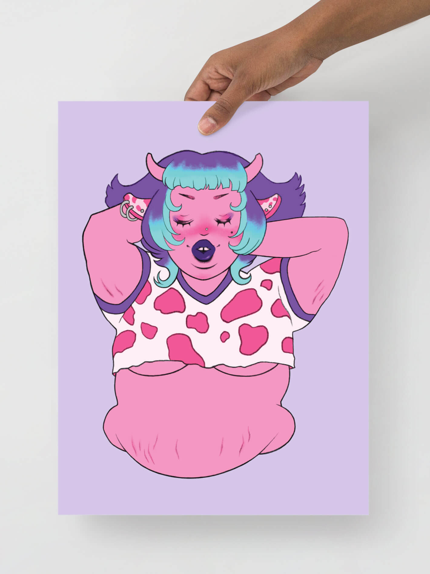 Cute chubby cow art print.
