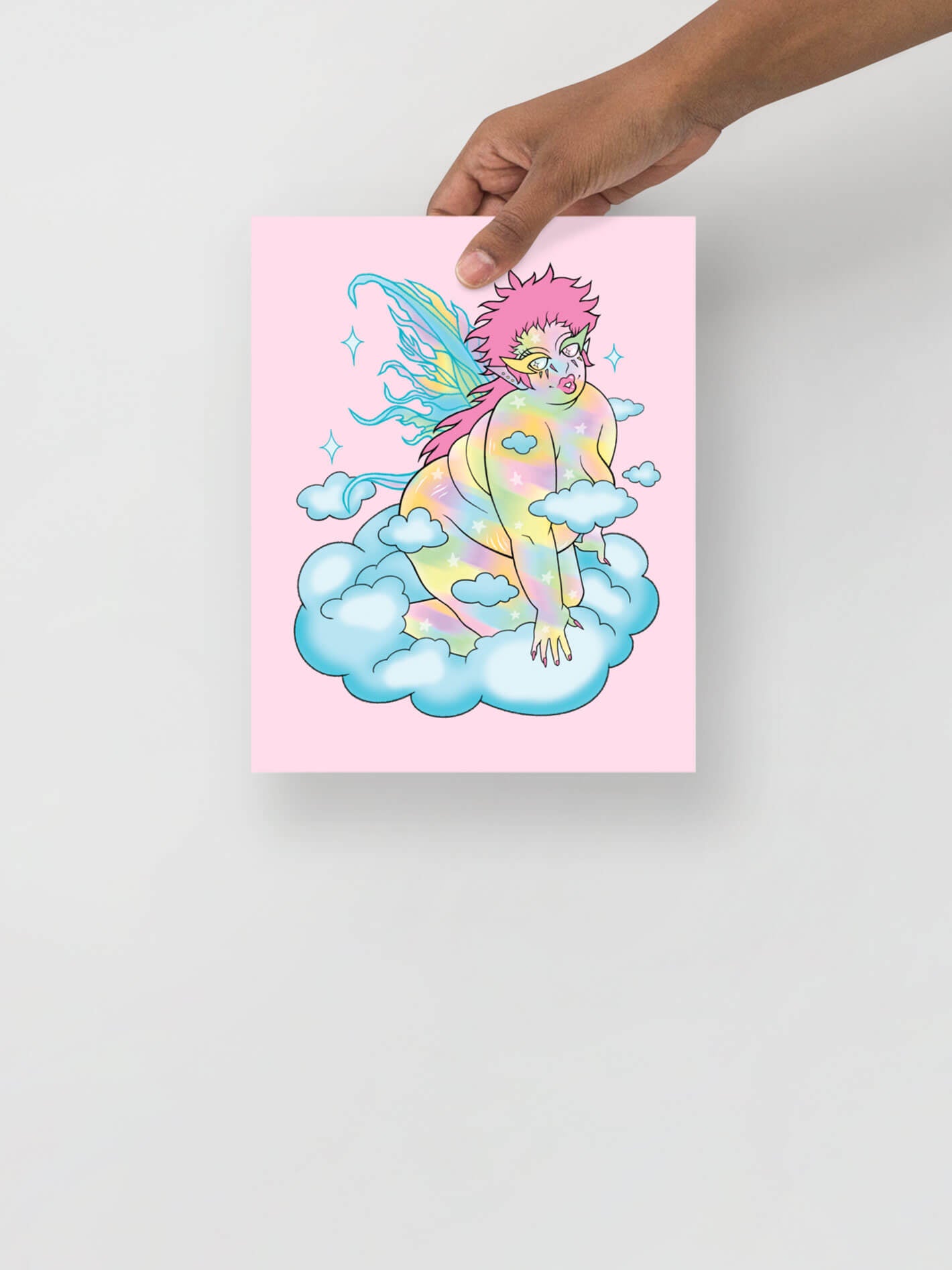Gay rainbow fairy art print.