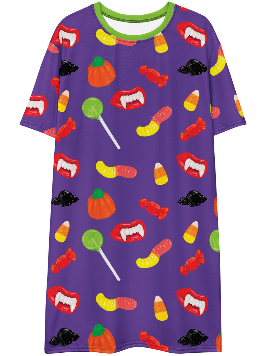 Halloween candy plus size t-shirt dress.