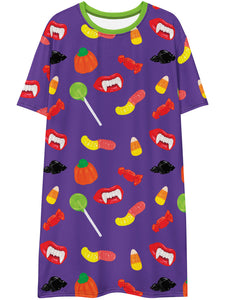Halloween candy plus size t-shirt dress.