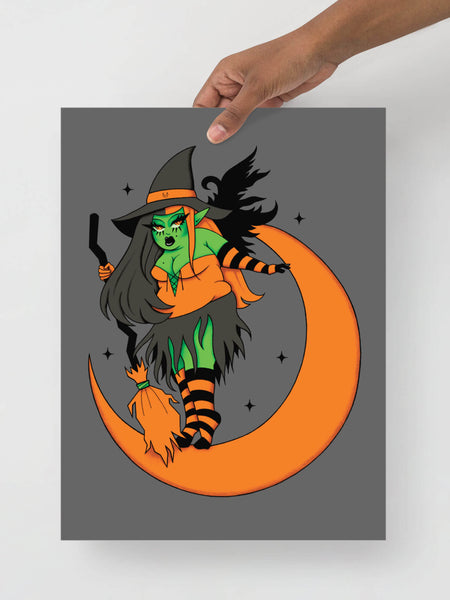 Halloween fairy whimsical goth art print.