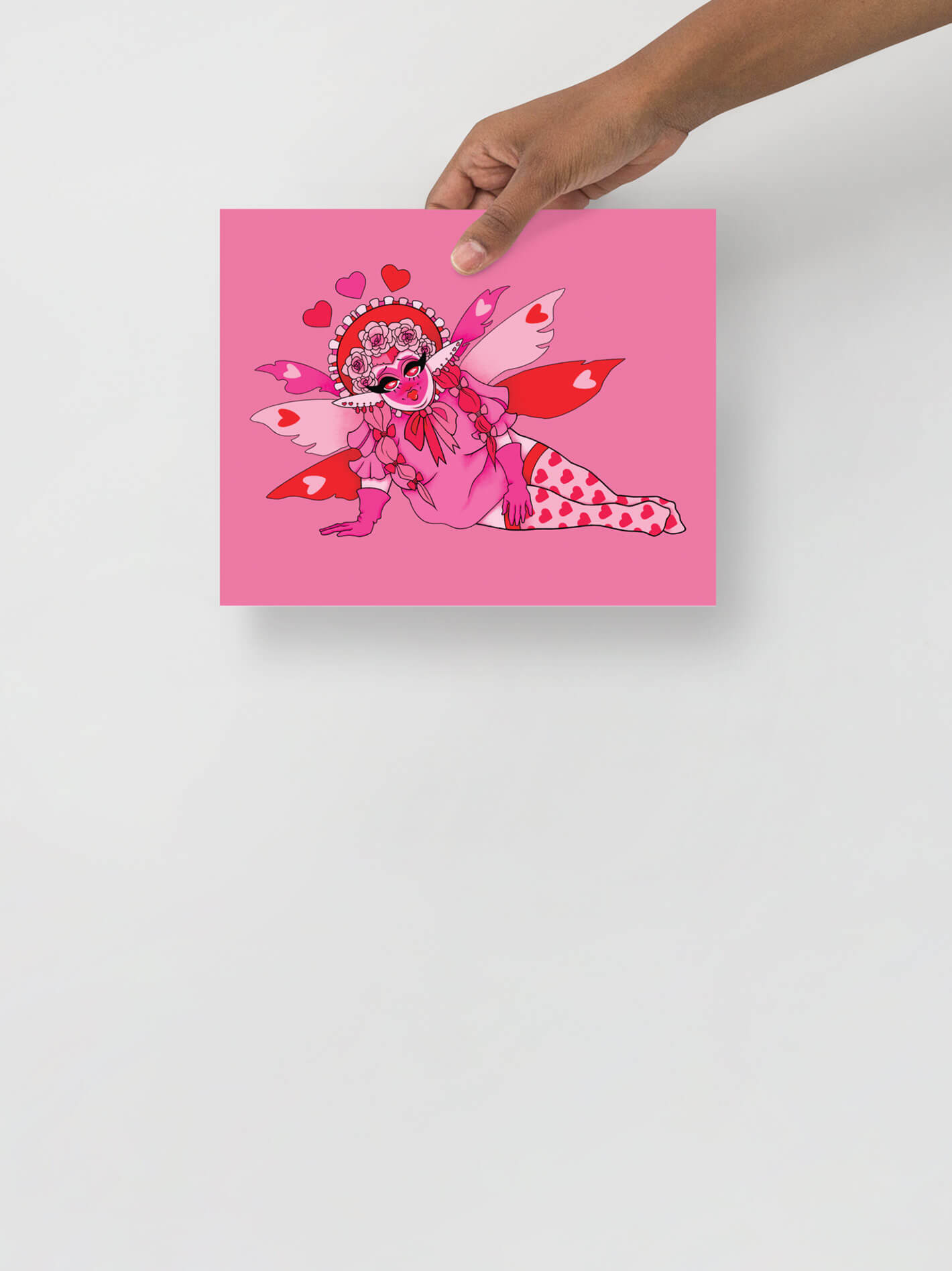 Kawaii pink fairy art print.