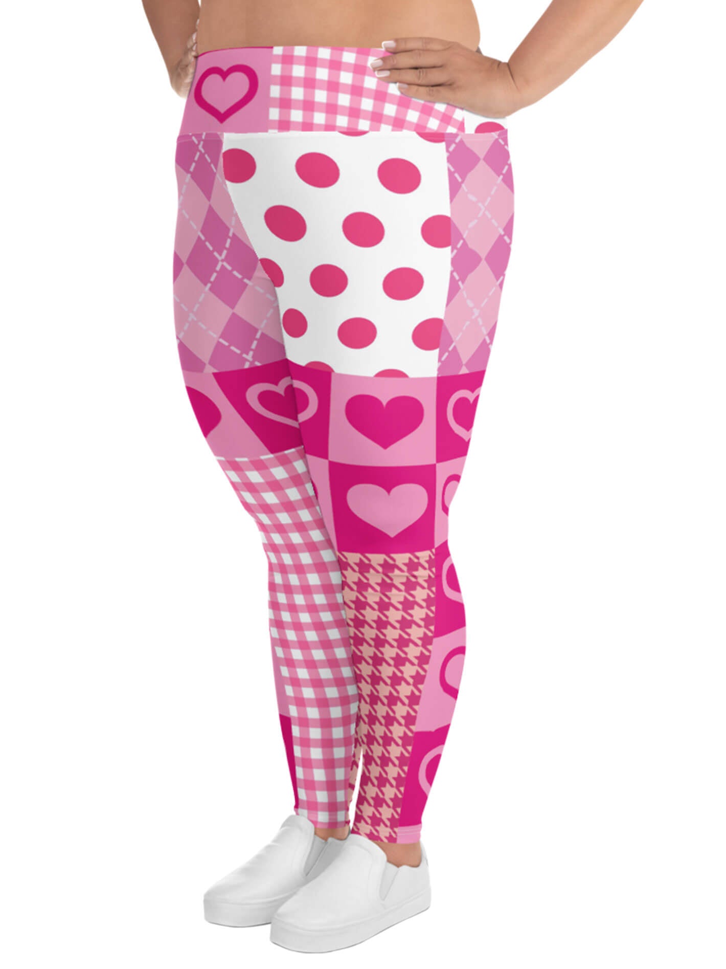 Pink lovecore plus size leggings.
