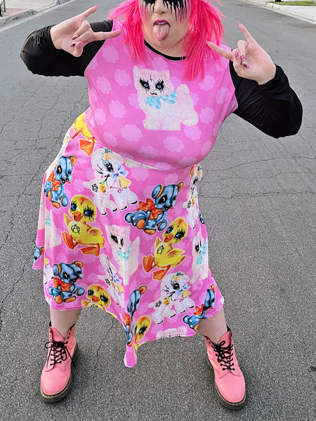Kitschy creepy cute pastel dress.