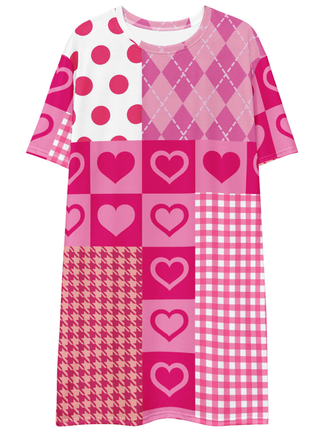 Kawaii pink patchwork dress.