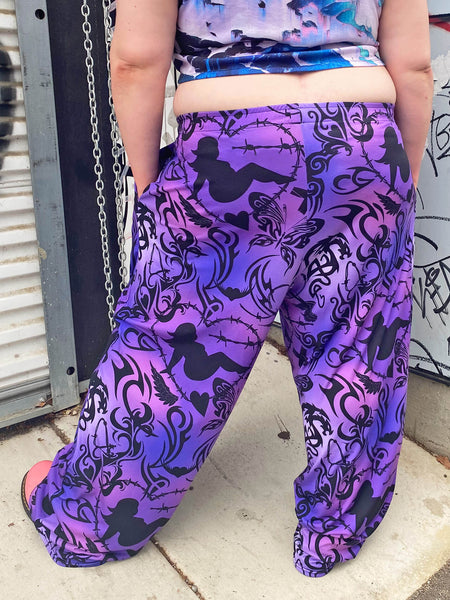 Mcbling plus size y2k bell bottom pants.
