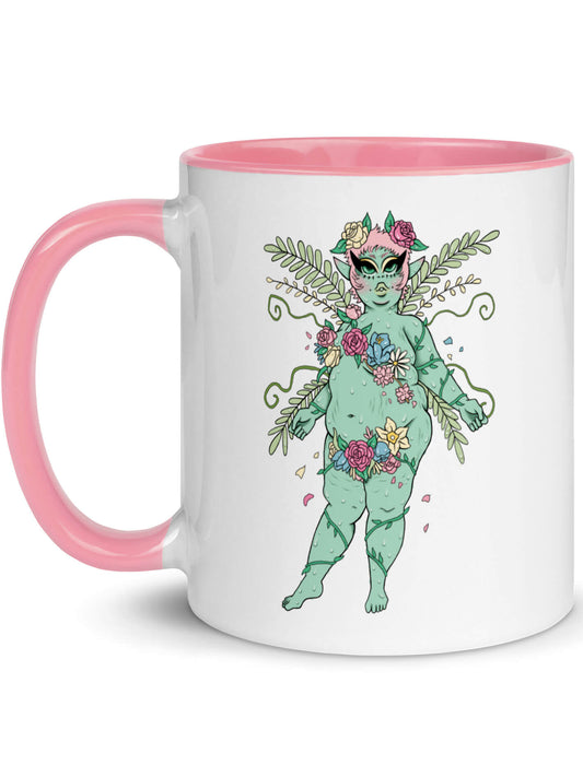 Pastel body positive spring fairycore mug.