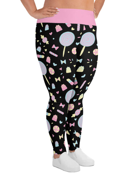 Pastel kawaii candy plus size leggings.