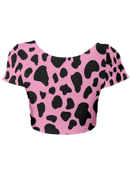 Plus size cow print crop top.