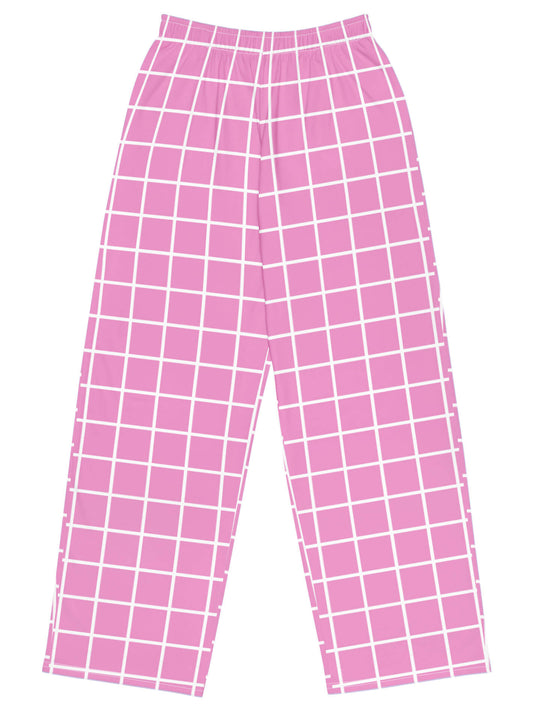 Plus size pink grid pants.