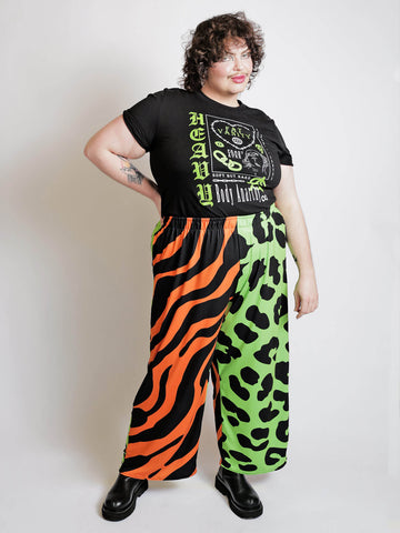 Plus size punk animal print pants.