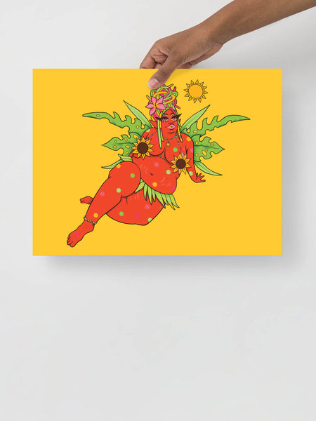 Plus size summer fairy art print.