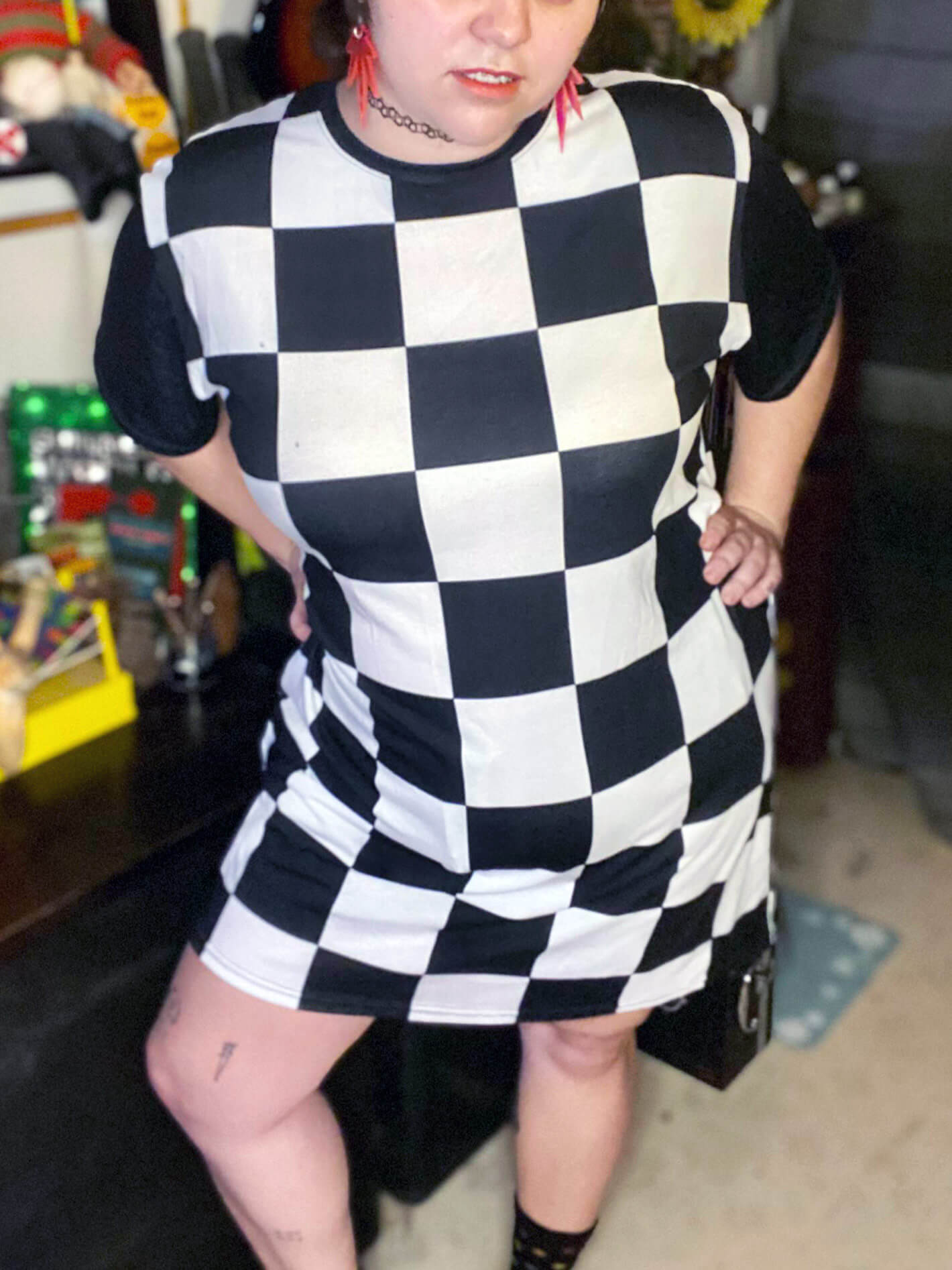 Punk plus size checker dress.